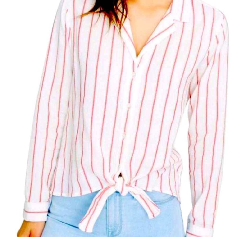 NWT ANTHRO sanctuary red striped tie front top small